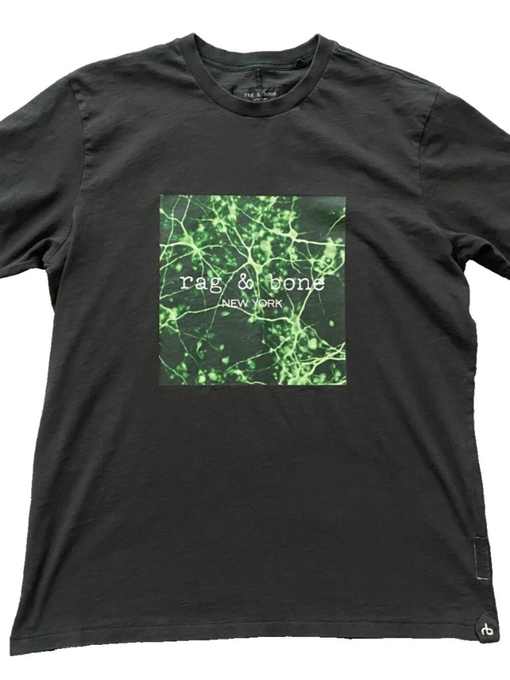 Rag and Bone Shirt Mens Medium Black Graphic Spell Out Tee